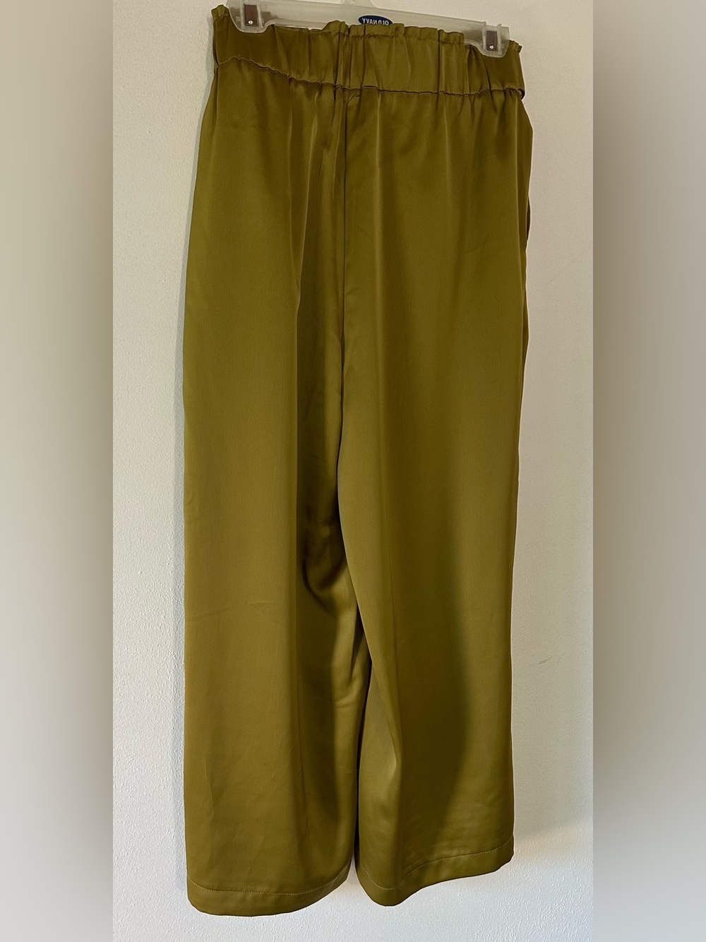 Rachel Zoe Olive Satin Stretch Tie Waist Wide Leg Pants Size M - Picture 6 of 8